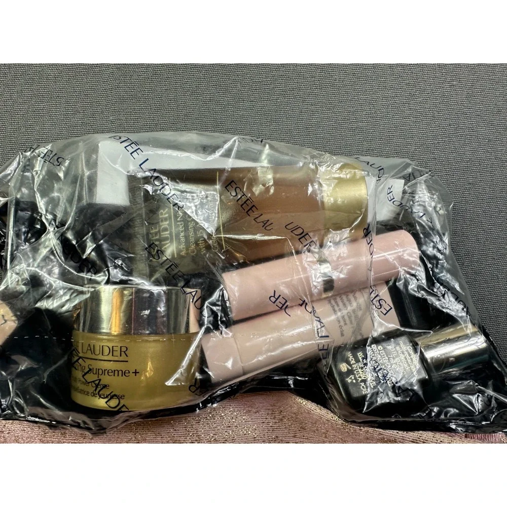 Estee Lauder 6pc Skincare Makeup Gift Set Advanced Night Repair Rose Gold Bag